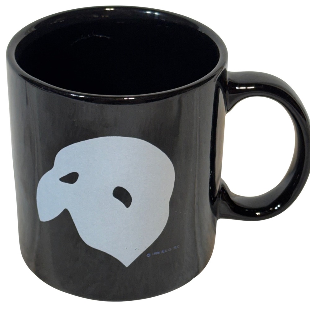 Vintage 1986 Phantom of the Opera Mask Mug Ceramic Black